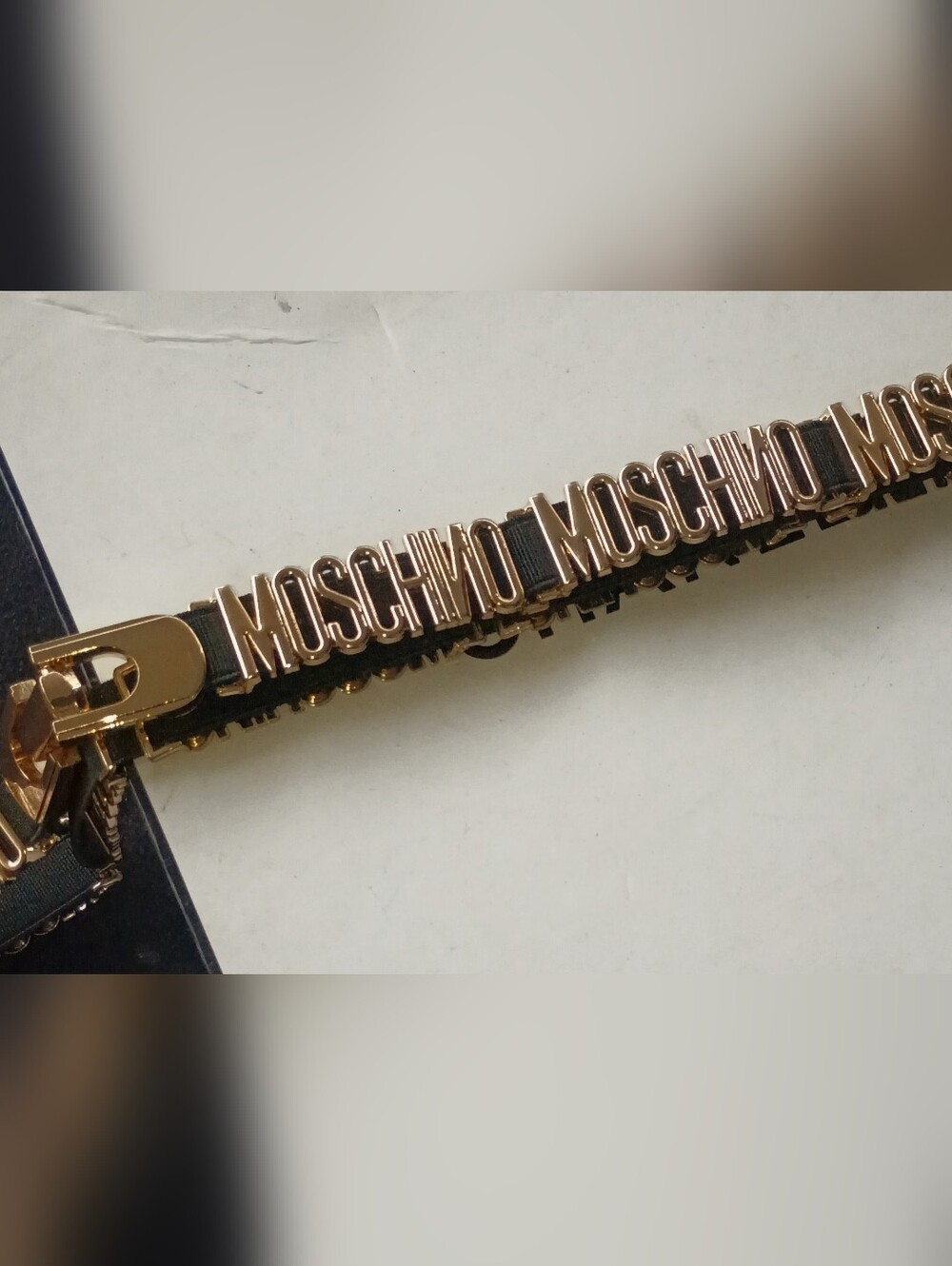 MOSCHINO Rare Gold Logo Blk Belt vtg Y2k  - Accessories